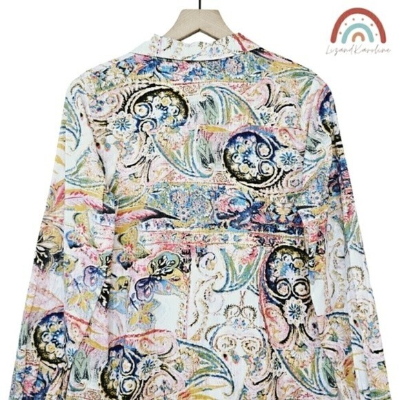 Soft Surroundings Kira Paisley Button Down Shirt Tunic Longline Blouse Top - Picture 5 of 12